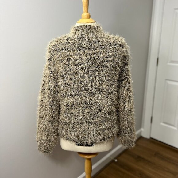 Jamie Sadock Fuzzy Black White Full Zip Jacket Sz L - Picture 9 of 12